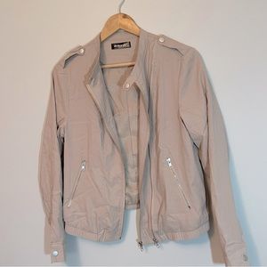 Lightweight Casual Moto Jacket Khaki S